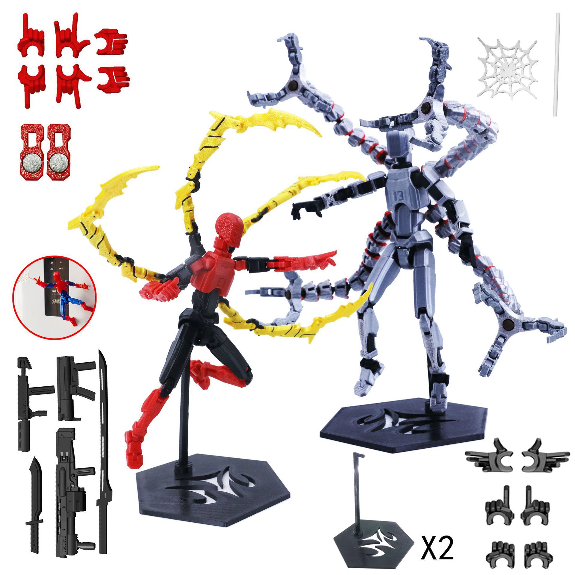 3D Printing Action Figure - 3D プリントロボットモデルおもちゃ可動関節関節式ダミー置物ロボットアクションフィギュア長い触手アクセサリーギフト
