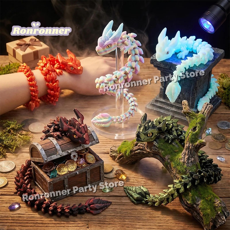 3D Printing Action Figure - 30 センチメートル 3D 印刷ドラゴンオーロラ発光ライト宝石動物アクションフィギュアデスクトップ装飾誕生日パーティーの装飾ギフト