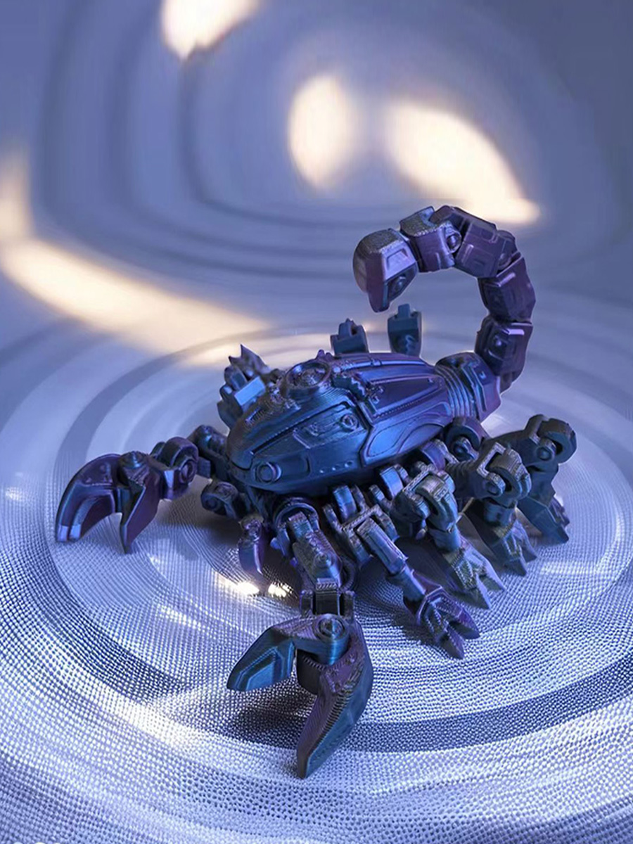 3D Printing Action Figure - 3Dプリント製の可動式サソリアクションフィギュア、完全可動サイバーパンクサソリモデル、クリエイティブなデスクトップオーナメント、子供向けフィジェットトイ