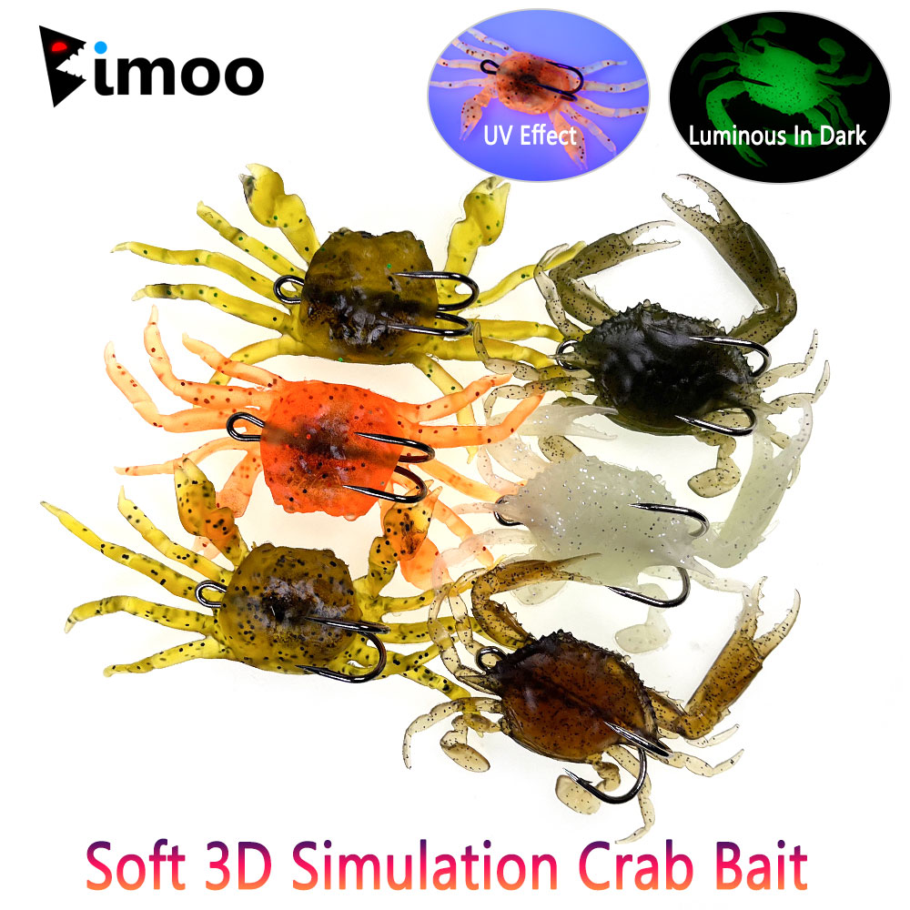 3D Printing Lure - Bimoo 3個入り ソフト3Dシミュレーションカニ型ベイト 人工ソフトベイト カニルアー バス