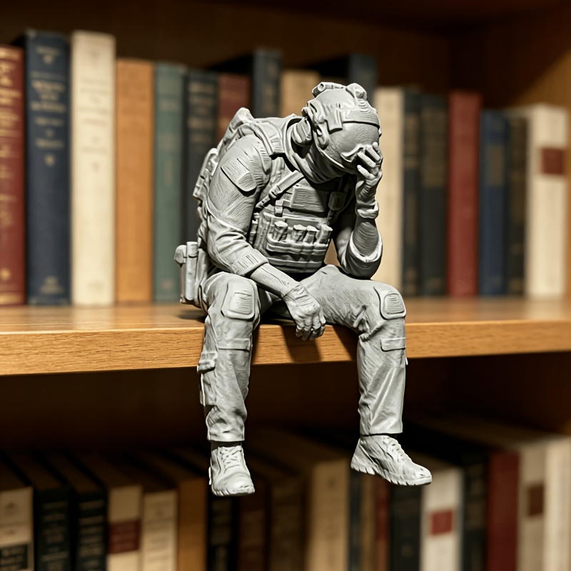 3D Printing Action Figure - 3Dプリント製ミニサイズの疲れた兵士モデル、戦術アクションフィギュアコレクタブル、デスクトップ・本棚・窓辺の装飾、Hへのギフト