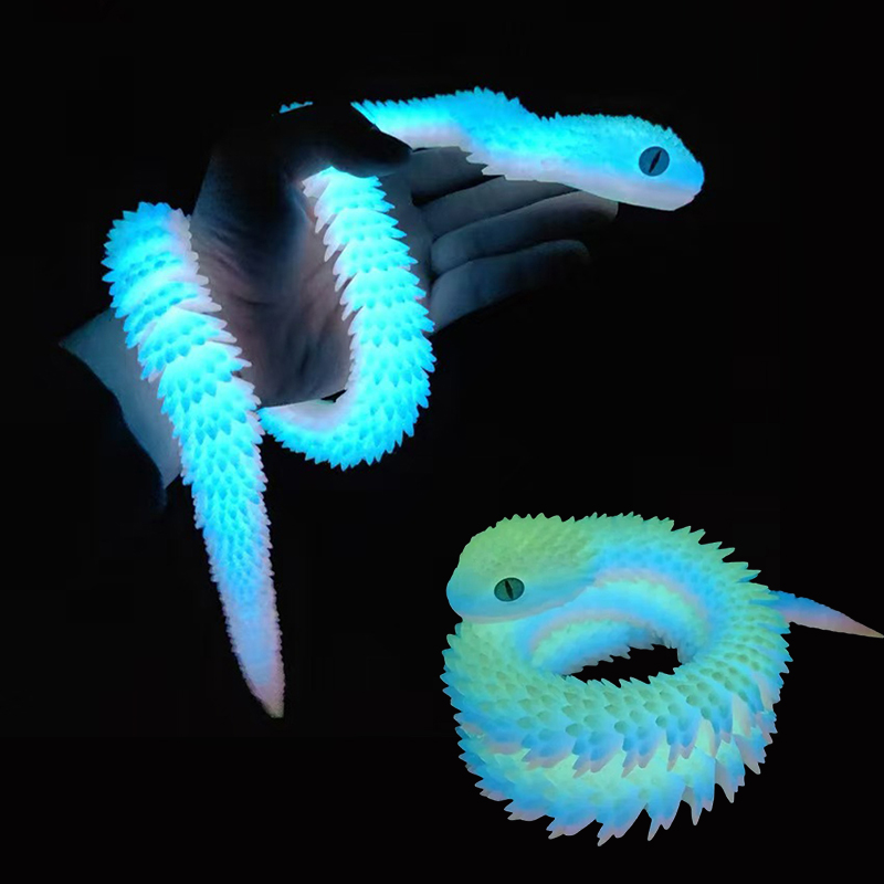 3D Printing Action Figure - 30/60/80 センチメートル 3D プリント発光ヘビ可動ジョイントシミュレーションヘビアクションフィギュアホームオフィスデスクトップ装飾誕生日プレゼント