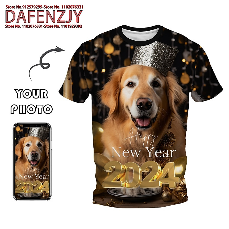 3D Printing Foto - 男性と女性のための3DプリントTシャツ,楽しいペット写真,ヒップホップファッション,半袖,原宿トップス,カスタム,y2k,子供,女の子