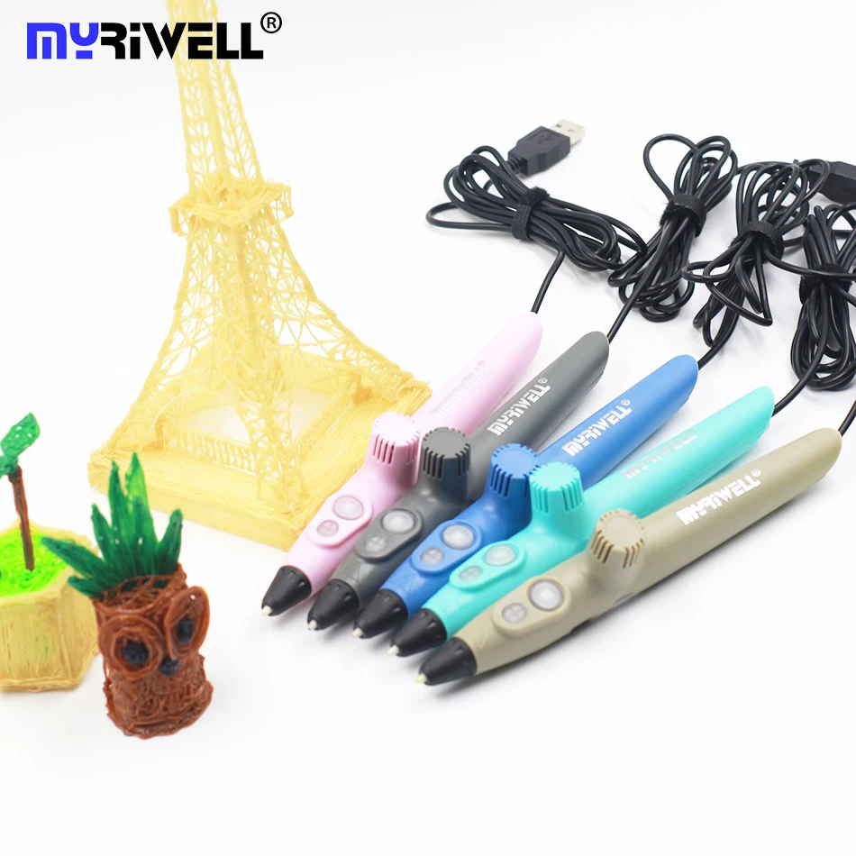 3D Printing Use - Myriwell-子供用の熱保護ペン,新しいRP-200A 3D印刷ペン,無料のフィラメント,子供用の低温保護,おもちゃ,USB 3Dペン