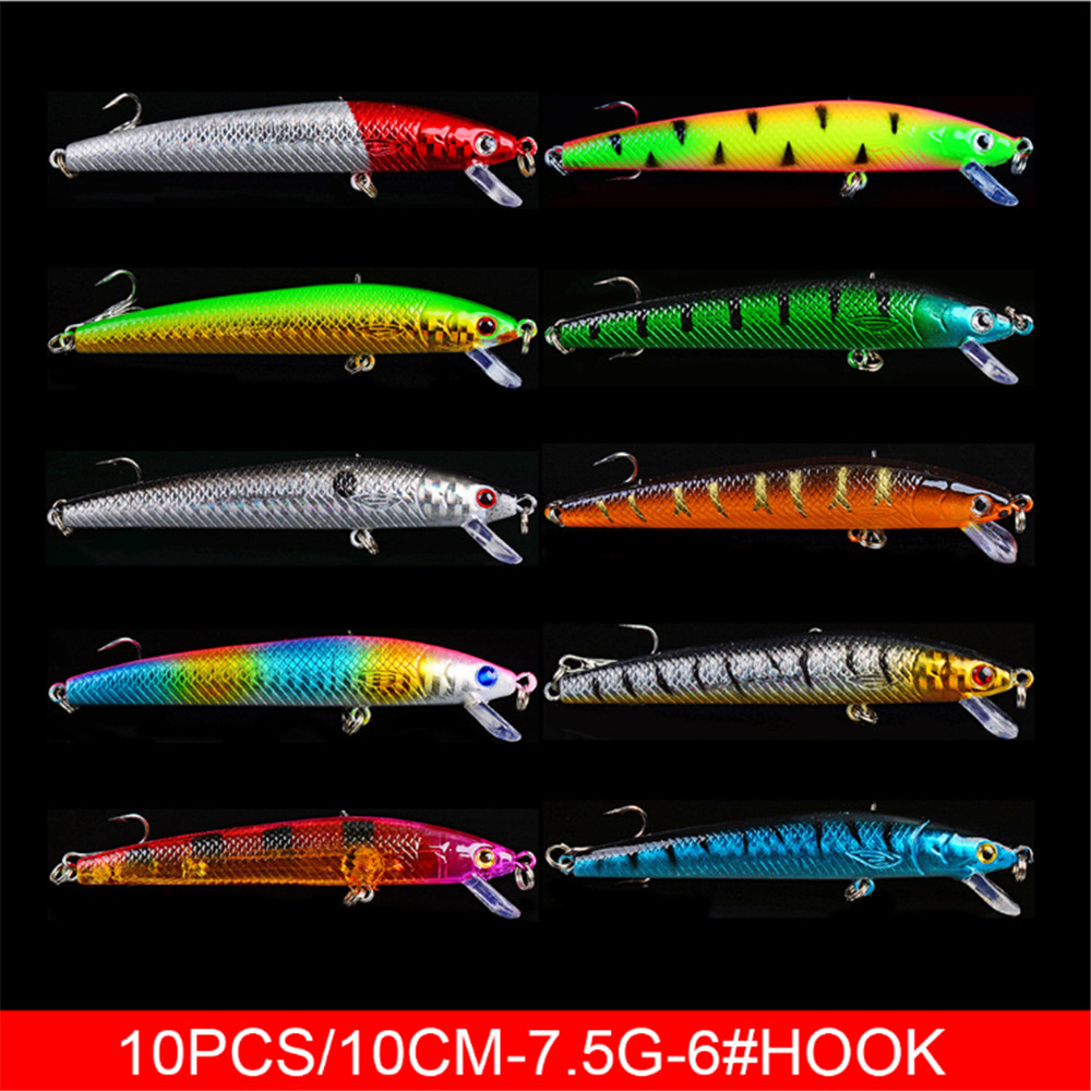 20ピース/ロットミノー釣りルアーセットバスフレッシュ塩水フ - 3D Printing Lure のレビューと価格