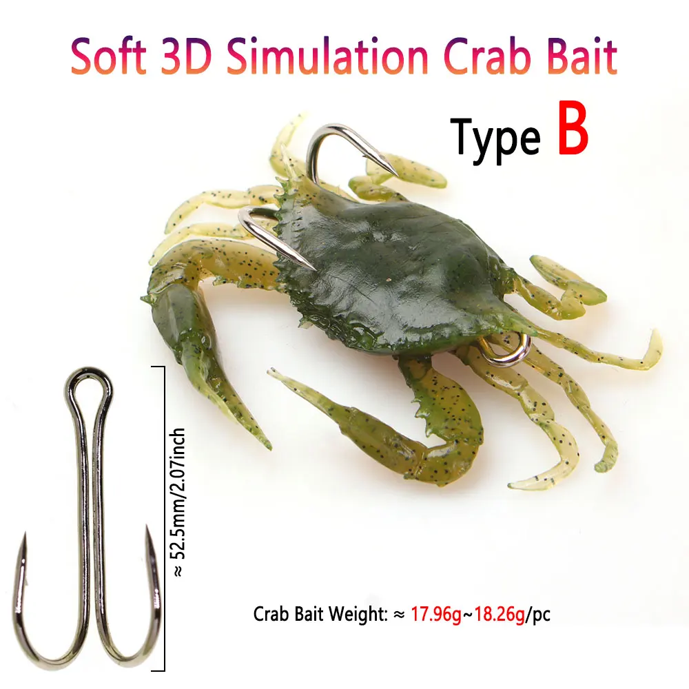 Bimoo 3個入り ソフト3Dシミュレーションカニ型ベイト - 3D Printing Lure のレビューと価格