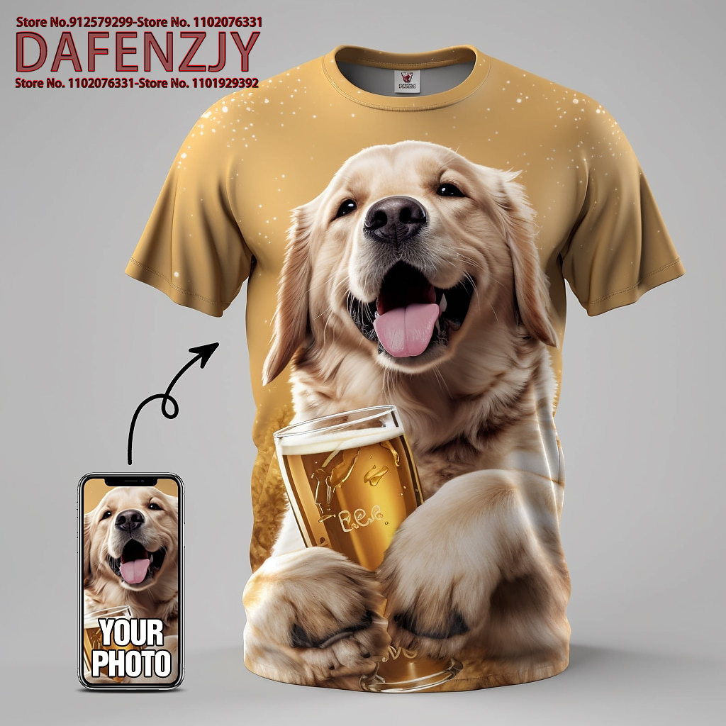 男性と女性のための3DプリントTシャツ,楽しいペット写真,ヒ - 3D Printing Foto のレビューと価格
