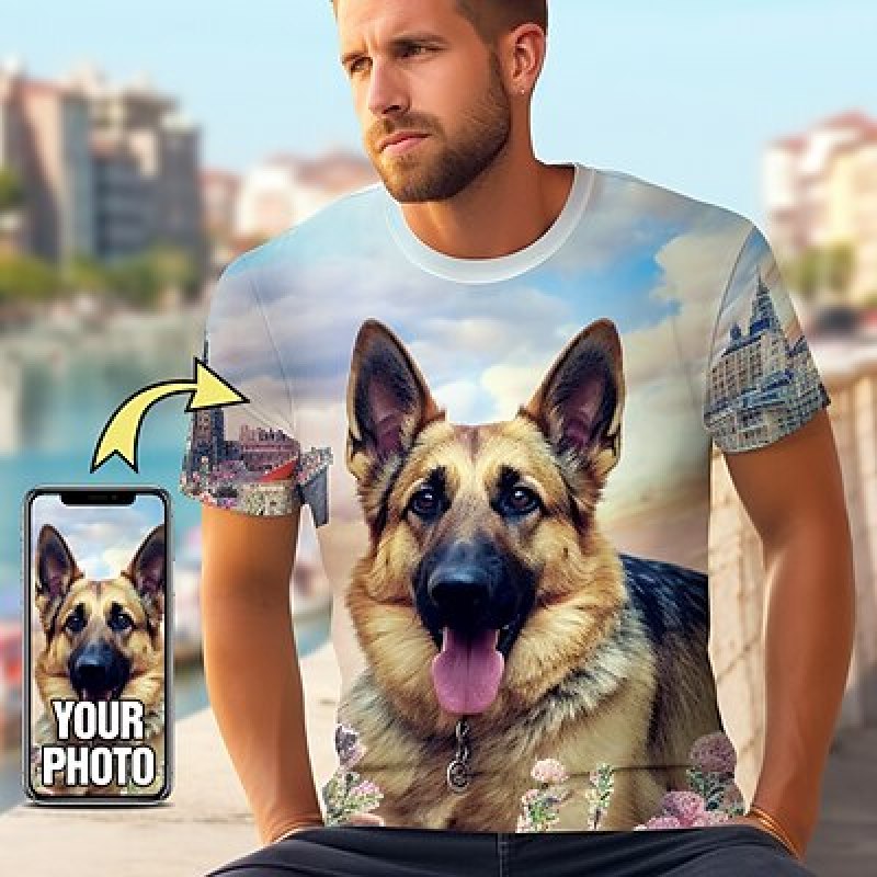 男性用のカスタマイズ可能な3DプリントTシャツ,カスタマイズ - 3D Printing Foto のレビューと価格