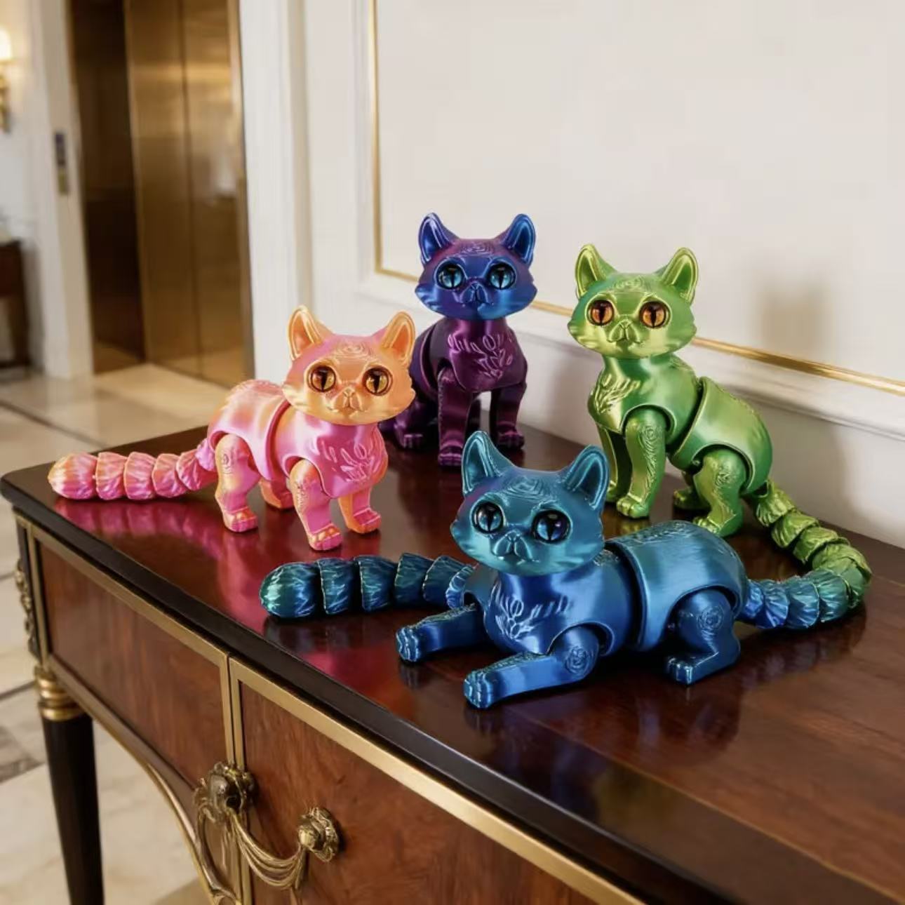 3Dプリント製のかわいい漫画猫の置物1個、ランダムな目、寝室 - 3D Printing Use のレビューと価格