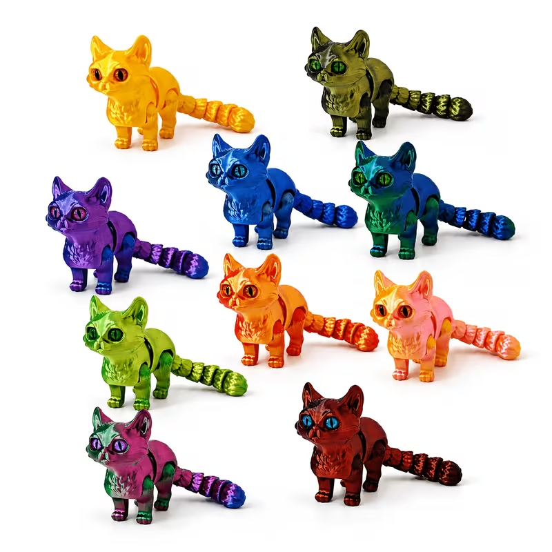 3Dプリント製のかわいい漫画猫の置物1個、ランダムな目、寝室 - 3D Printing Use のレビューと価格