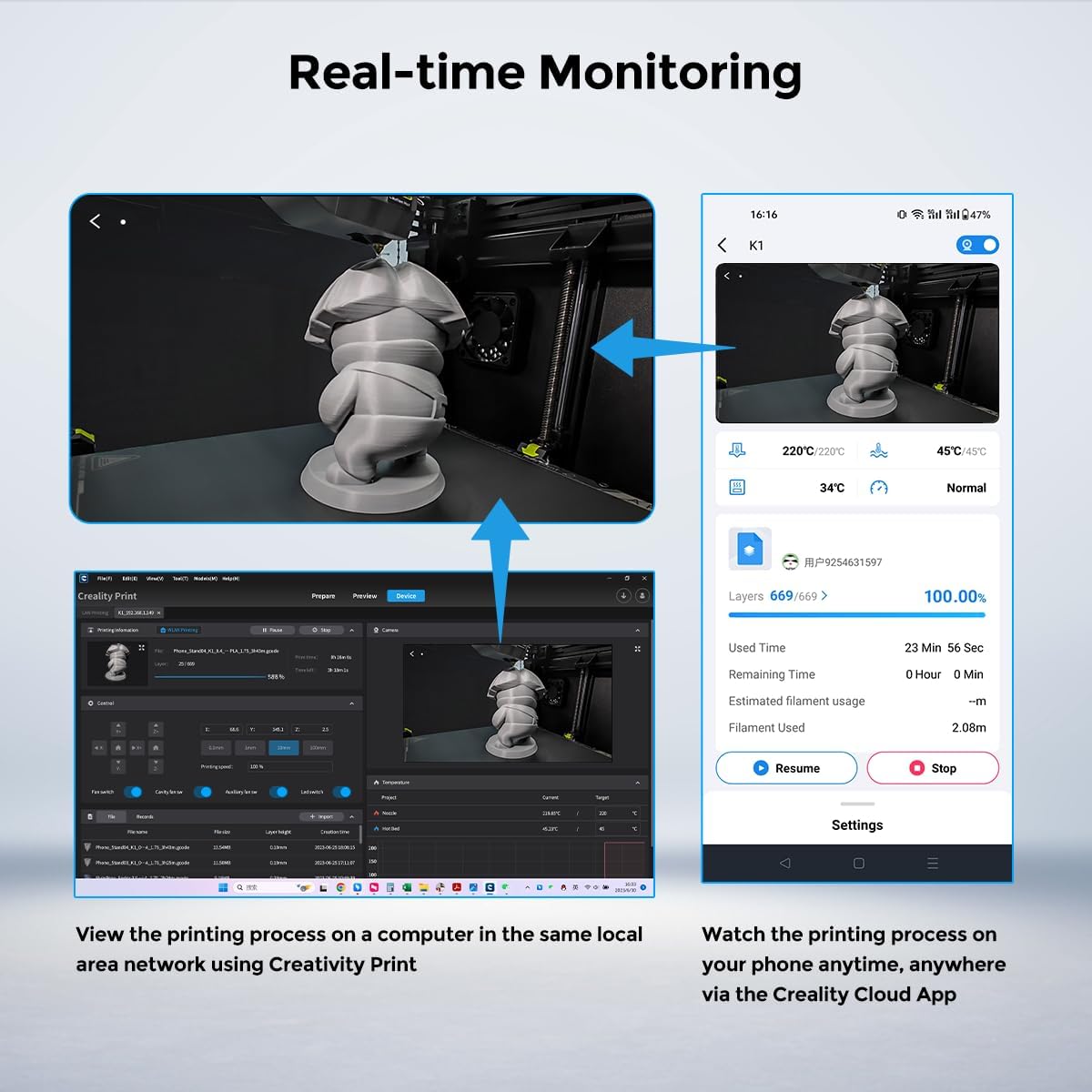 Creality K1C/K1 SE AIカメラ HD画質  - 3D Printing Ai のレビューと価格